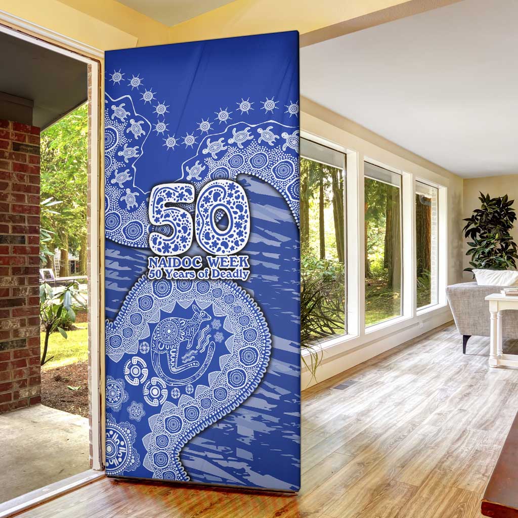 North Melbourne Kangaroos NAIDOC Week 2026 Door Cover Australian Aboriginal Dot Art Dreamtime Pattern Style