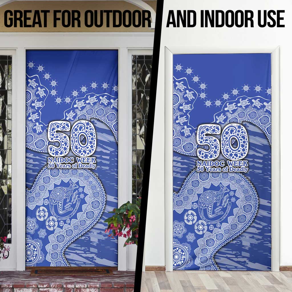 North Melbourne Kangaroos NAIDOC Week 2026 Door Cover Australian Aboriginal Dot Art Dreamtime Pattern Style