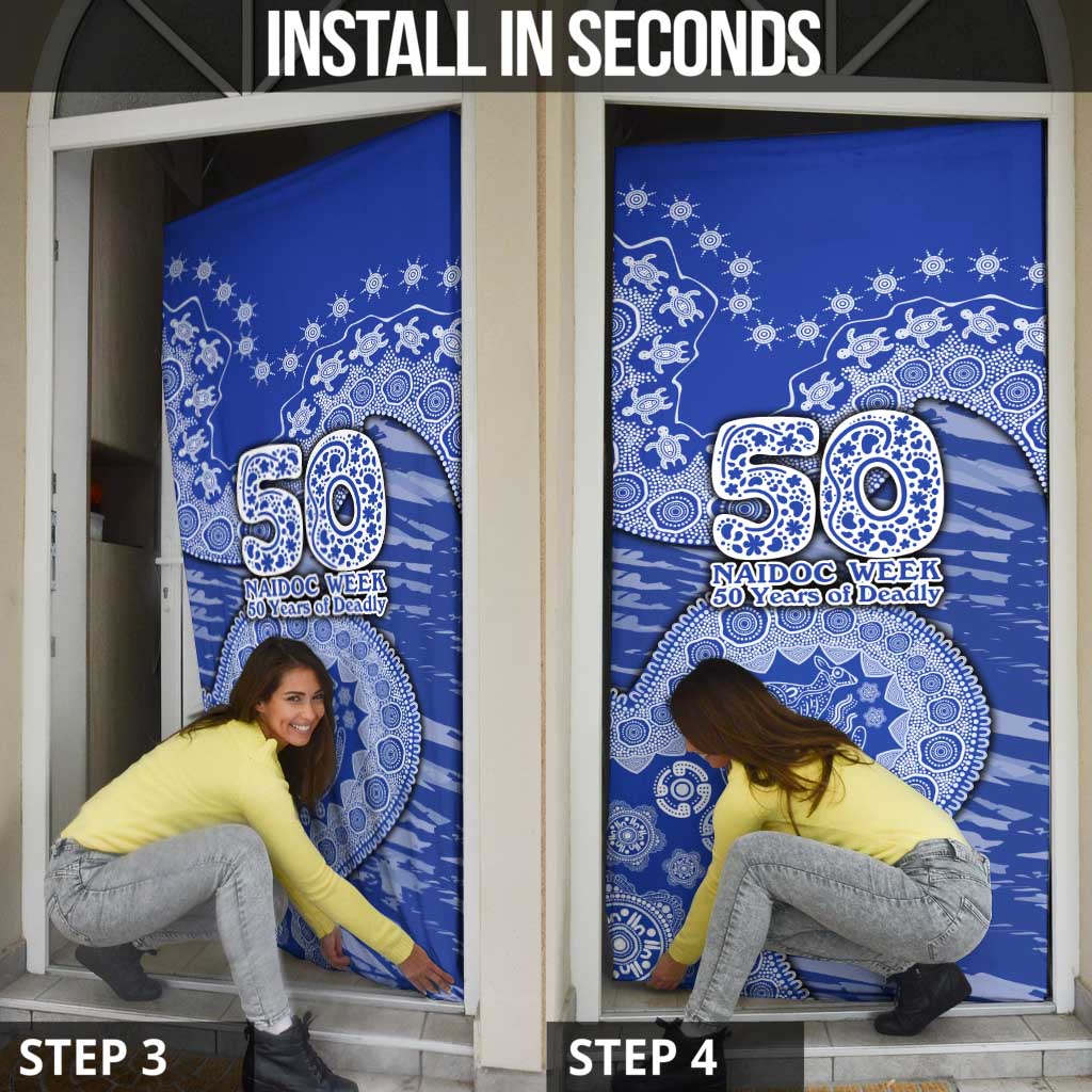 North Melbourne Kangaroos NAIDOC Week 2026 Door Cover Australian Aboriginal Dot Art Dreamtime Pattern Style