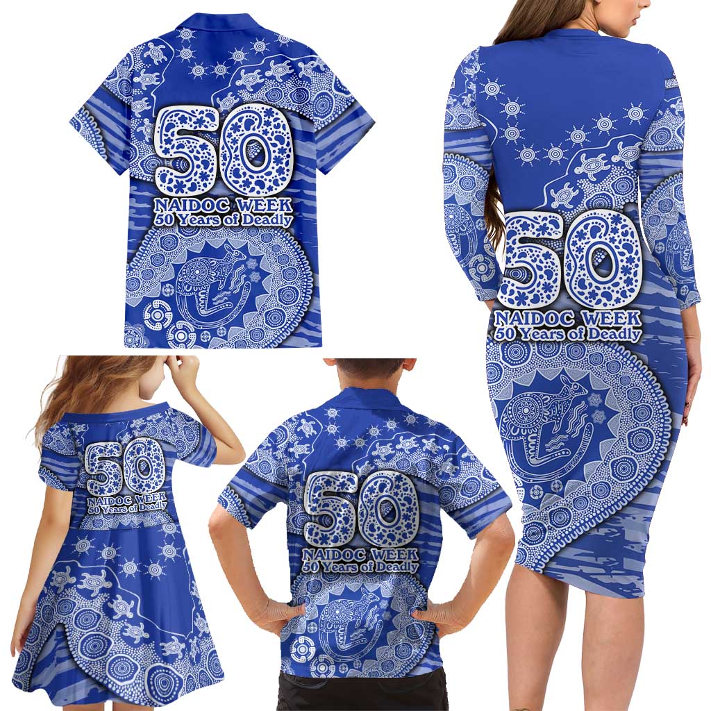 North Melbourne Kangaroos NAIDOC Week 2026 Family Matching Long Sleeve Bodycon Dress and Hawaiian Shirt Australian Aboriginal Dot Art Dreamtime Pattern Style