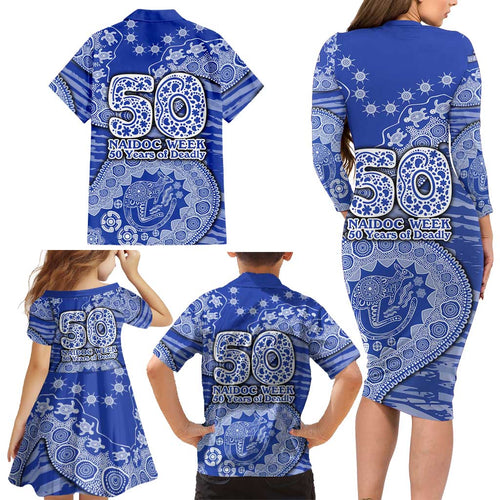 North Melbourne Kangaroos NAIDOC Week 2026 Family Matching Long Sleeve Bodycon Dress and Hawaiian Shirt Australian Aboriginal Dot Art Dreamtime Pattern Style