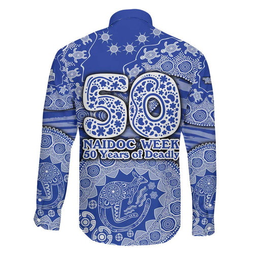 North Melbourne Kangaroos NAIDOC Week 2026 Family Matching Off The Shoulder Long Sleeve Dress and Hawaiian Shirt Australian Aboriginal Dot Art Dreamtime Pattern Style
