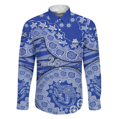 North Melbourne Kangaroos NAIDOC Week 2026 Family Matching Off Shoulder Maxi Dress and Hawaiian Shirt Australian Aboriginal Dot Art Dreamtime Pattern Style
