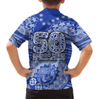 North Melbourne Kangaroos NAIDOC Week 2026 Family Matching Off Shoulder Short Dress and Hawaiian Shirt Australian Aboriginal Dot Art Dreamtime Pattern Style