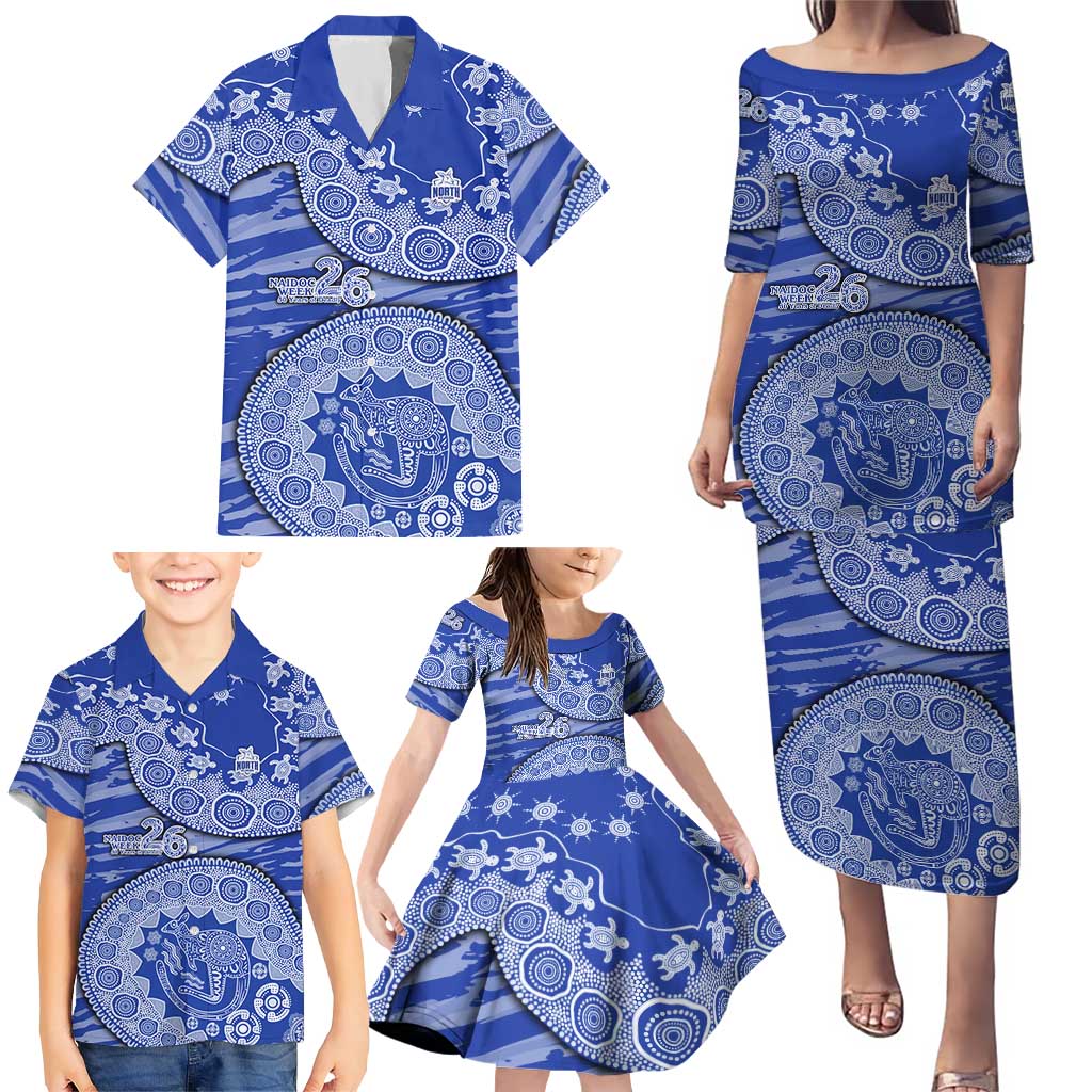 North Melbourne Kangaroos NAIDOC Week 2026 Family Matching Puletasi and Hawaiian Shirt Australian Aboriginal Dot Art Dreamtime Pattern Style