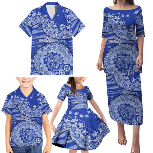 North Melbourne Kangaroos NAIDOC Week 2026 Family Matching Puletasi and Hawaiian Shirt Australian Aboriginal Dot Art Dreamtime Pattern Style