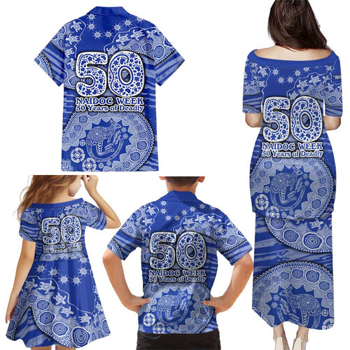 North Melbourne Kangaroos NAIDOC Week 2026 Family Matching Puletasi and Hawaiian Shirt Australian Aboriginal Dot Art Dreamtime Pattern Style
