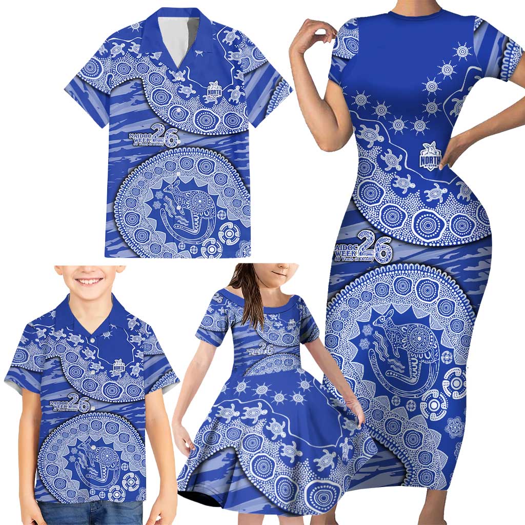North Melbourne Kangaroos NAIDOC Week 2026 Family Matching Short Sleeve Bodycon Dress and Hawaiian Shirt Australian Aboriginal Dot Art Dreamtime Pattern Style