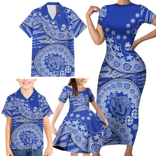 North Melbourne Kangaroos NAIDOC Week 2026 Family Matching Short Sleeve Bodycon Dress and Hawaiian Shirt Australian Aboriginal Dot Art Dreamtime Pattern Style