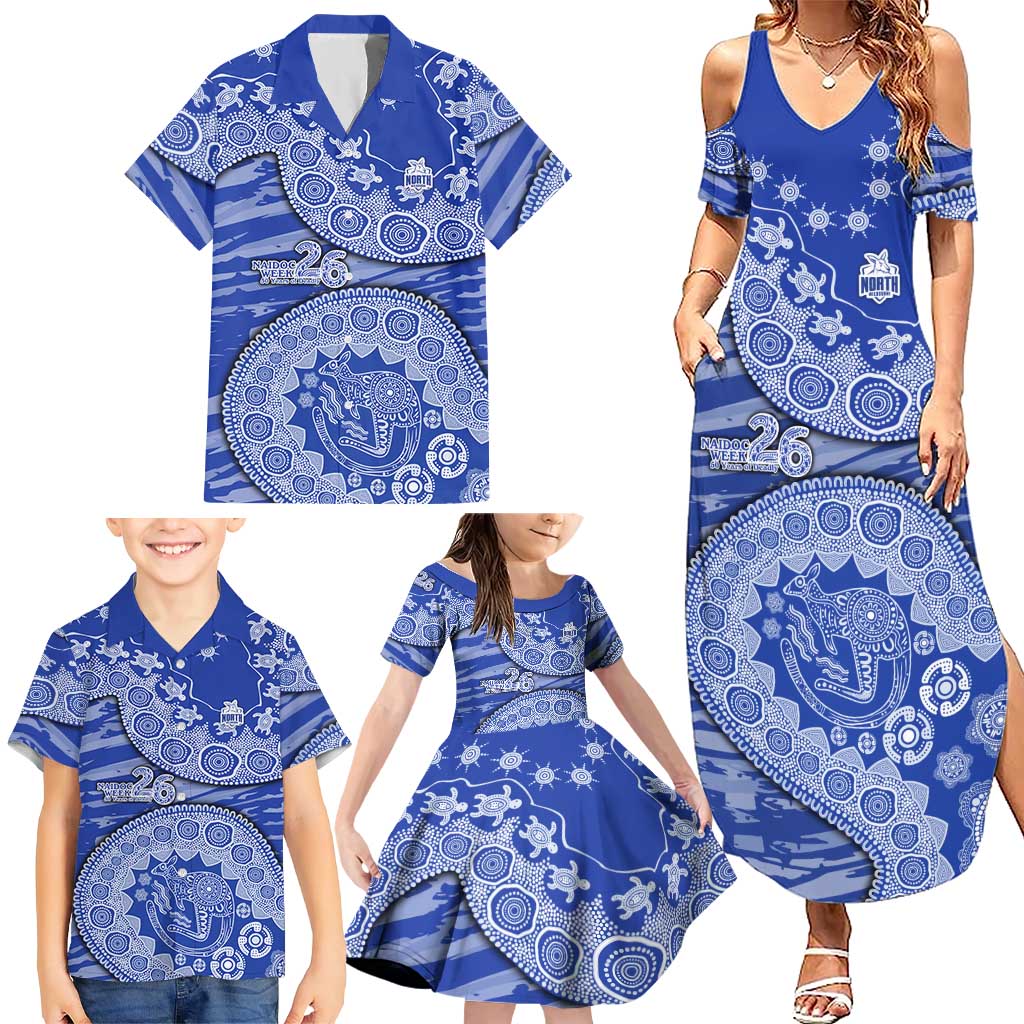 North Melbourne Kangaroos NAIDOC Week 2026 Family Matching Summer Maxi Dress and Hawaiian Shirt Australian Aboriginal Dot Art Dreamtime Pattern Style