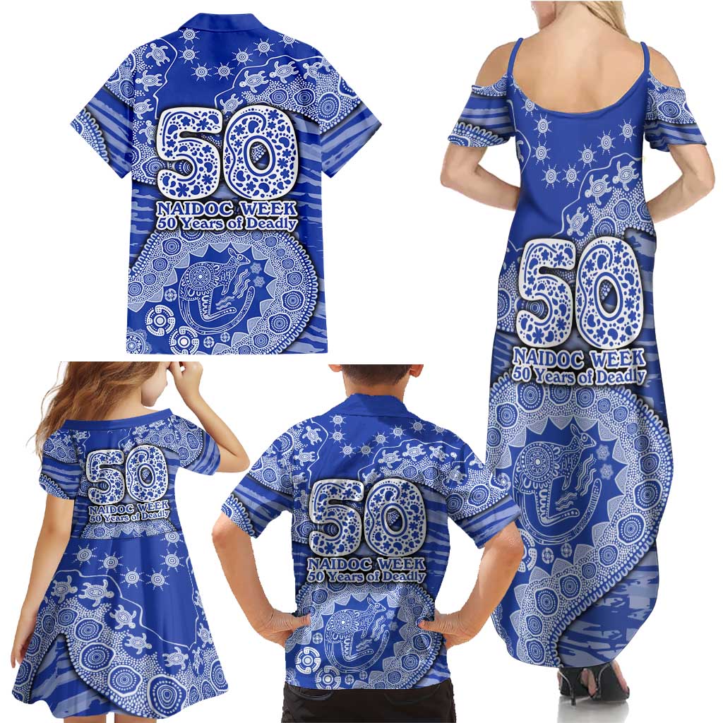 North Melbourne Kangaroos NAIDOC Week 2026 Family Matching Summer Maxi Dress and Hawaiian Shirt Australian Aboriginal Dot Art Dreamtime Pattern Style