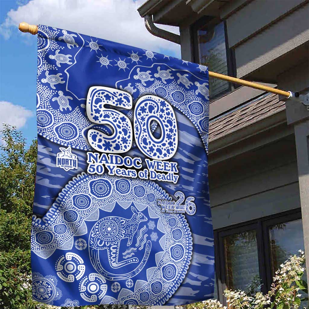 North Melbourne Kangaroos NAIDOC Week 2026 Garden Flag Australian Aboriginal Dot Art Dreamtime Pattern Style