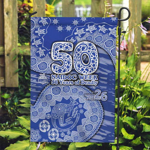 North Melbourne Kangaroos NAIDOC Week 2026 Garden Flag Australian Aboriginal Dot Art Dreamtime Pattern Style