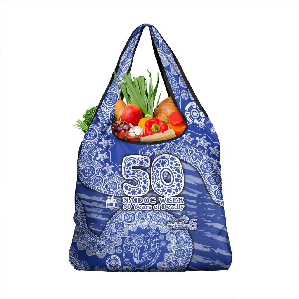 North Melbourne Kangaroos NAIDOC Week 2026 Grocery Bag Australian Aboriginal Dot Art Dreamtime Pattern Style