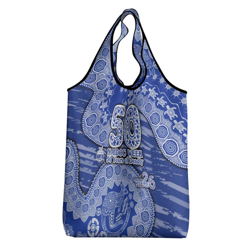 North Melbourne Kangaroos NAIDOC Week 2026 Grocery Bag Australian Aboriginal Dot Art Dreamtime Pattern Style