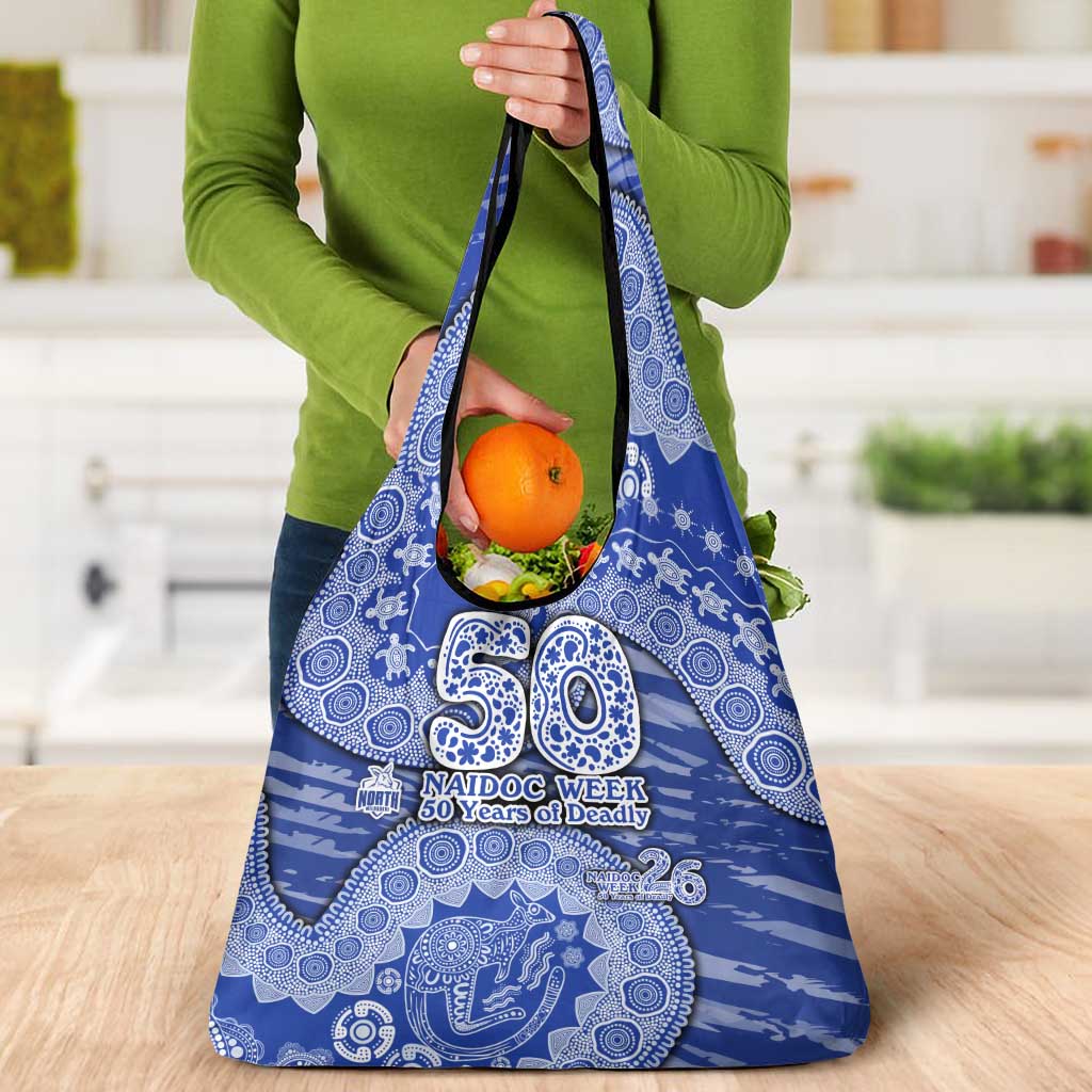 North Melbourne Kangaroos NAIDOC Week 2026 Grocery Bag Australian Aboriginal Dot Art Dreamtime Pattern Style