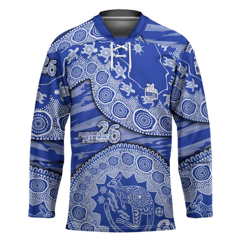 North Melbourne Kangaroos NAIDOC Week 2026 Hockey Jersey Australian Aboriginal Dot Art Dreamtime Pattern Style