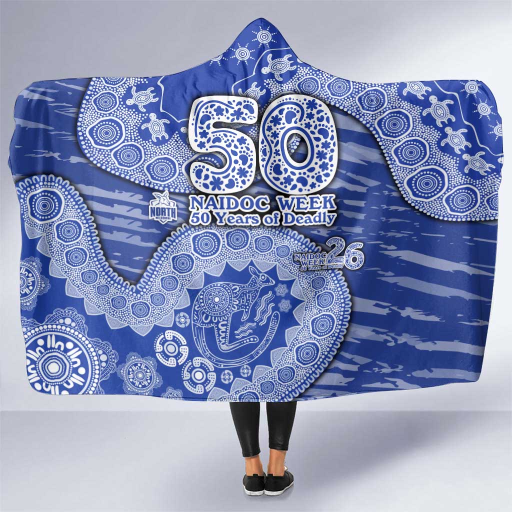 North Melbourne Kangaroos NAIDOC Week 2026 Hooded Blanket Australian Aboriginal Dot Art Dreamtime Pattern Style