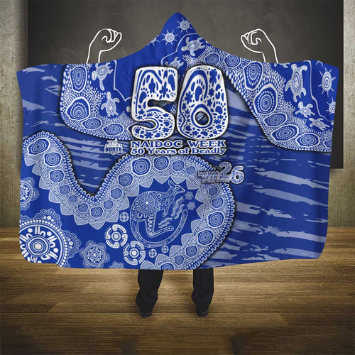 North Melbourne Kangaroos NAIDOC Week 2026 Hooded Blanket Australian Aboriginal Dot Art Dreamtime Pattern Style