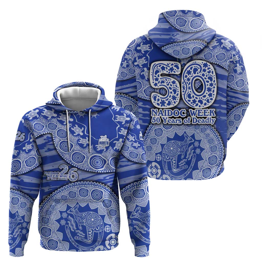North Melbourne Kangaroos NAIDOC Week 2026 Hoodie Australian Aboriginal Dot Art Dreamtime Pattern Style