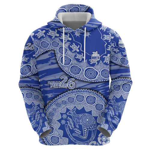 North Melbourne Kangaroos NAIDOC Week 2026 Hoodie Australian Aboriginal Dot Art Dreamtime Pattern Style
