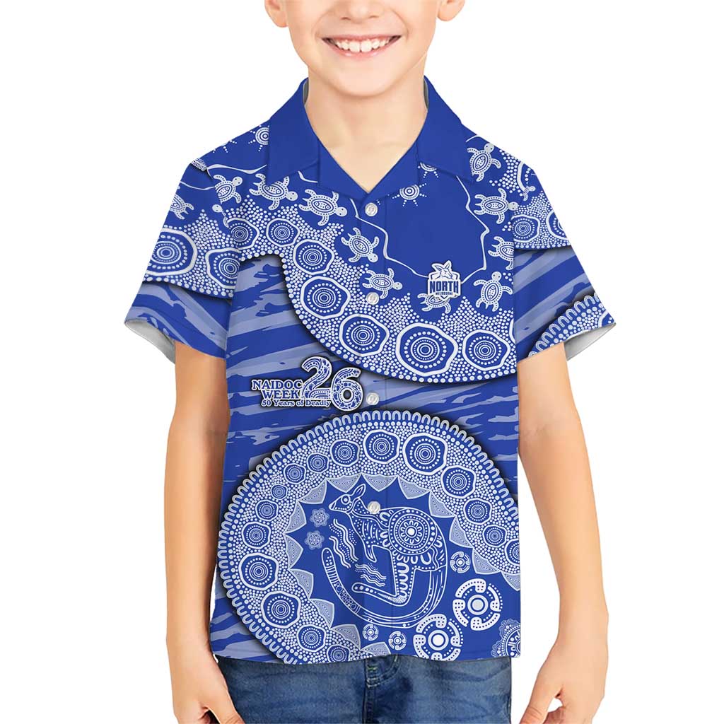 North Melbourne Kangaroos NAIDOC Week 2026 Kid Hawaiian Shirt Australian Aboriginal Dot Art Dreamtime Pattern Style