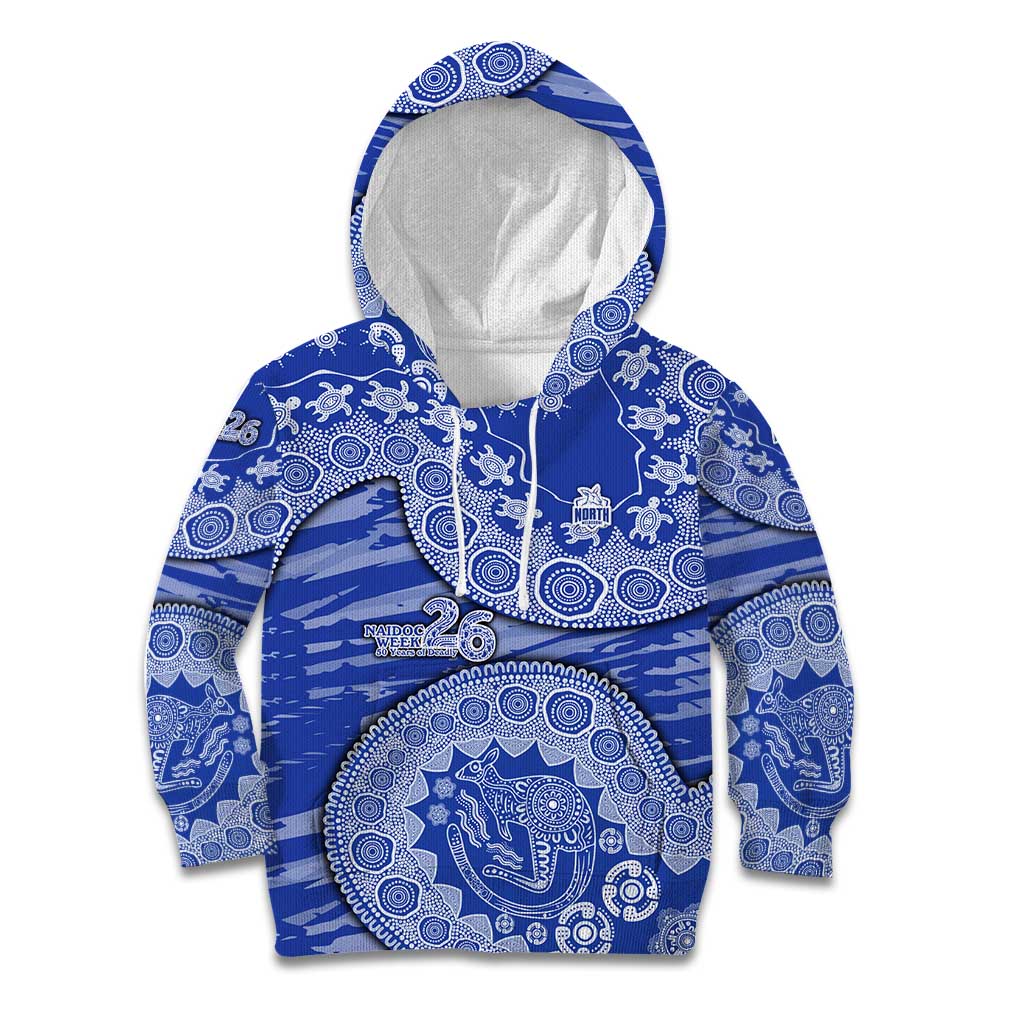 North Melbourne Kangaroos NAIDOC Week 2026 Kid Hoodie Australian Aboriginal Dot Art Dreamtime Pattern Style