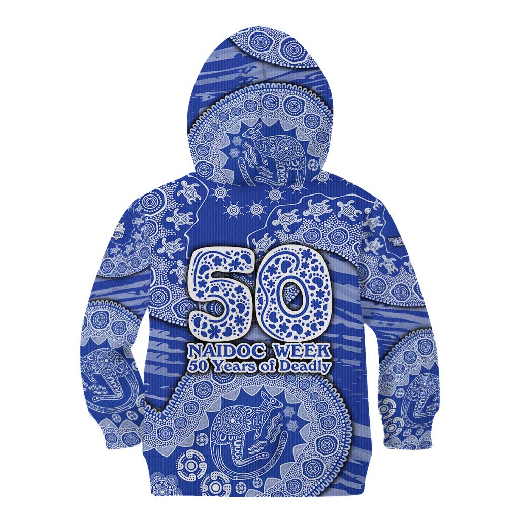 North Melbourne Kangaroos NAIDOC Week 2026 Kid Hoodie Australian Aboriginal Dot Art Dreamtime Pattern Style
