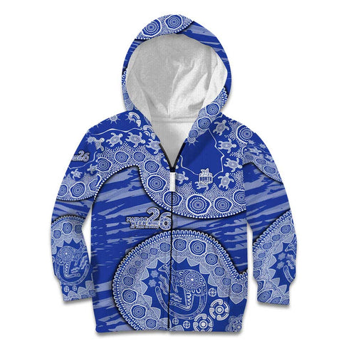 North Melbourne Kangaroos NAIDOC Week 2026 Kid Hoodie Australian Aboriginal Dot Art Dreamtime Pattern Style