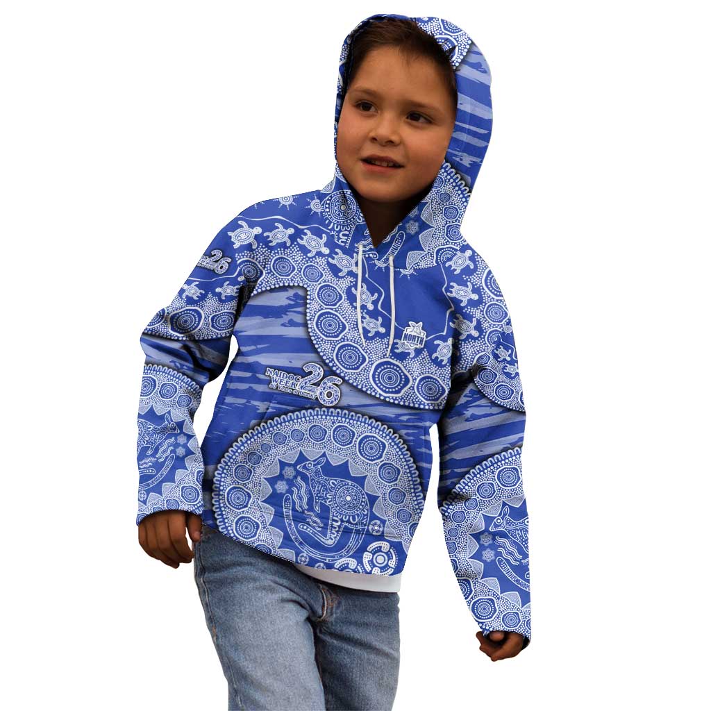 North Melbourne Kangaroos NAIDOC Week 2026 Kid Hoodie Australian Aboriginal Dot Art Dreamtime Pattern Style