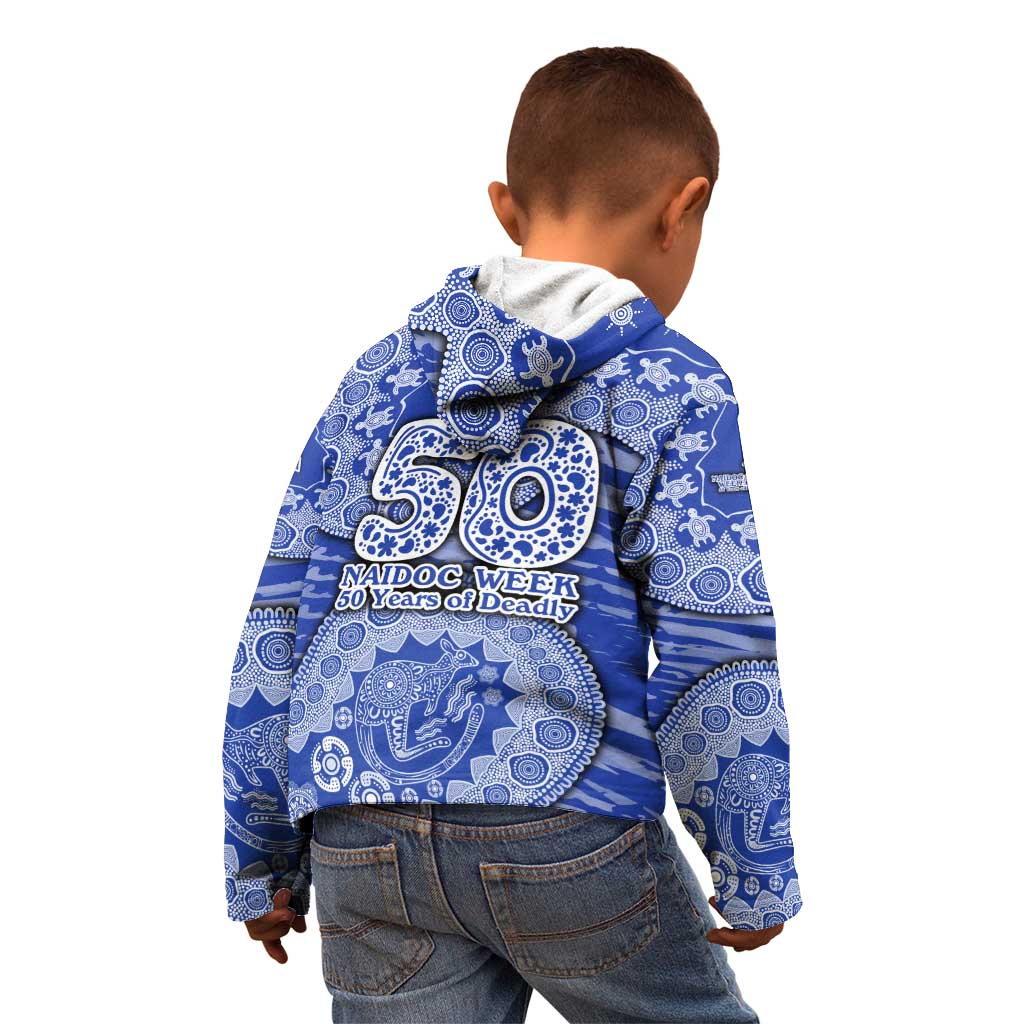 North Melbourne Kangaroos NAIDOC Week 2026 Kid Hoodie Australian Aboriginal Dot Art Dreamtime Pattern Style