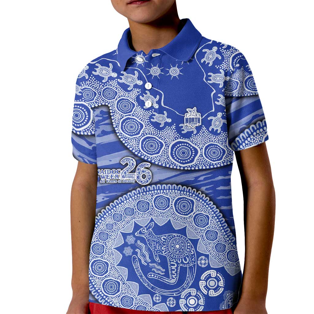 North Melbourne Kangaroos NAIDOC Week 2026 Kid Polo Shirt Australian Aboriginal Dot Art Dreamtime Pattern Style