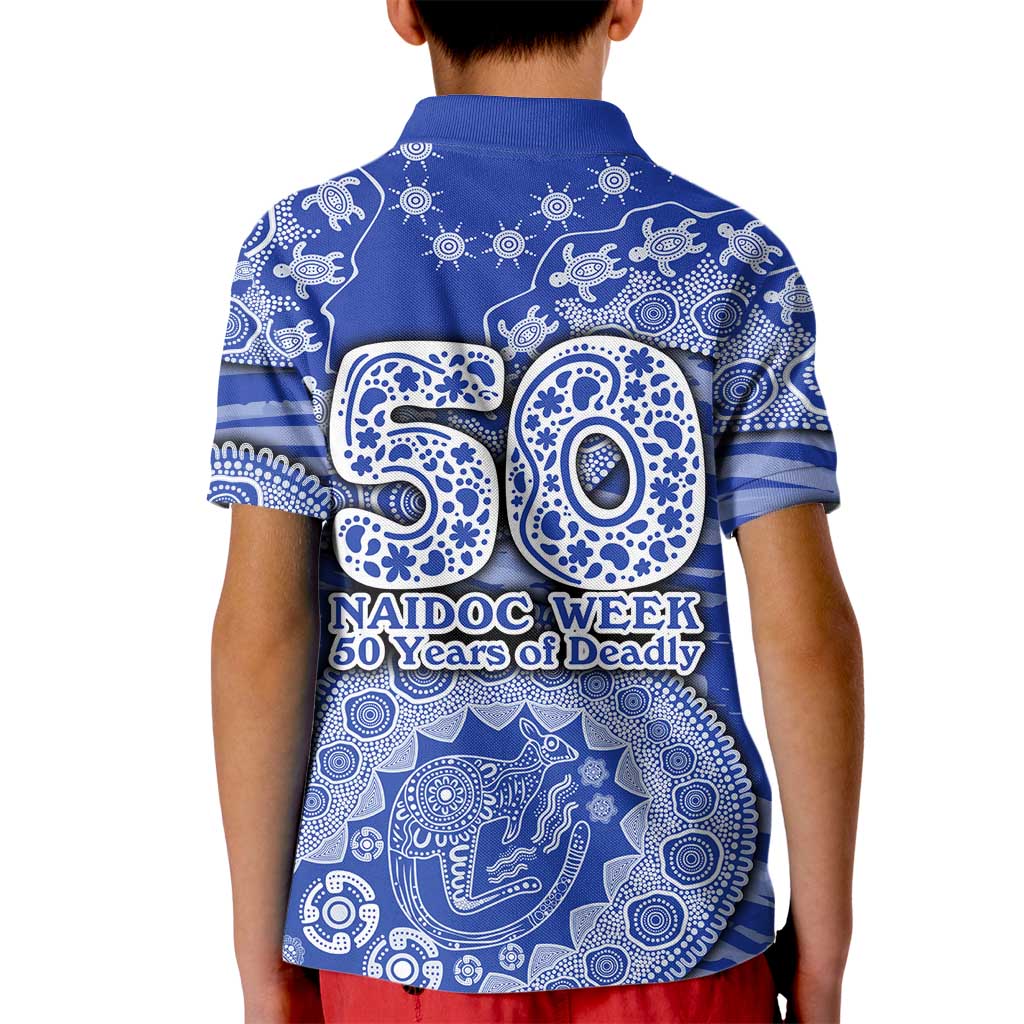 North Melbourne Kangaroos NAIDOC Week 2026 Kid Polo Shirt Australian Aboriginal Dot Art Dreamtime Pattern Style