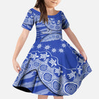 North Melbourne Kangaroos NAIDOC Week 2026 Kid Short Sleeve Dress Australian Aboriginal Dot Art Dreamtime Pattern Style