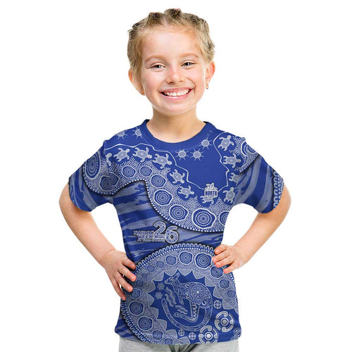 North Melbourne Kangaroos NAIDOC Week 2026 Kid T Shirt Australian Aboriginal Dot Art Dreamtime Pattern Style