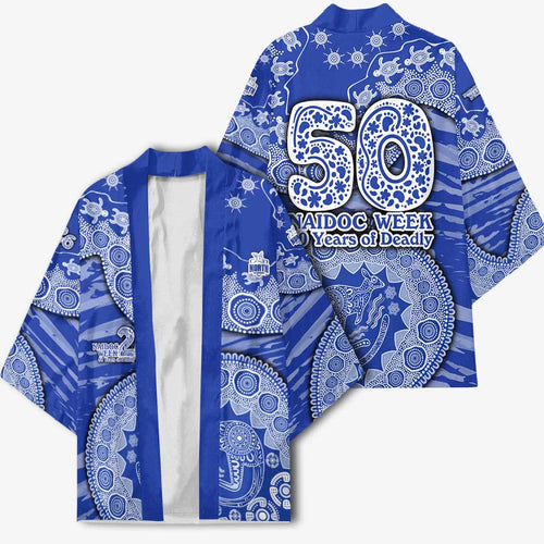 North Melbourne Kangaroos NAIDOC Week 2026 Kimono Australian Aboriginal Dot Art Dreamtime Pattern Style