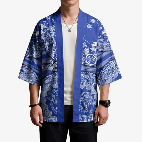 North Melbourne Kangaroos NAIDOC Week 2026 Kimono Australian Aboriginal Dot Art Dreamtime Pattern Style