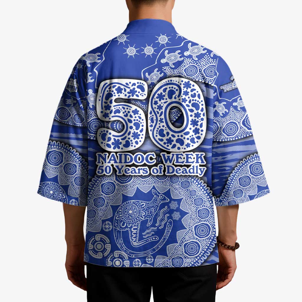 North Melbourne Kangaroos NAIDOC Week 2026 Kimono Australian Aboriginal Dot Art Dreamtime Pattern Style