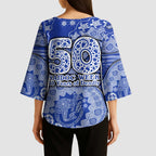 North Melbourne Kangaroos NAIDOC Week 2026 Kimono Sleeve Blouse Australian Aboriginal Dot Art Dreamtime Pattern Style