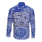North Melbourne Kangaroos NAIDOC Week 2026 Long Sleeve Button Shirt Australian Aboriginal Dot Art Dreamtime Pattern Style