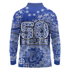 North Melbourne Kangaroos NAIDOC Week 2026 Long Sleeve Polo Shirt Australian Aboriginal Dot Art Dreamtime Pattern Style