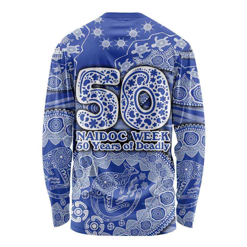North Melbourne Kangaroos NAIDOC Week 2026 Long Sleeve Shirt Australian Aboriginal Dot Art Dreamtime Pattern Style