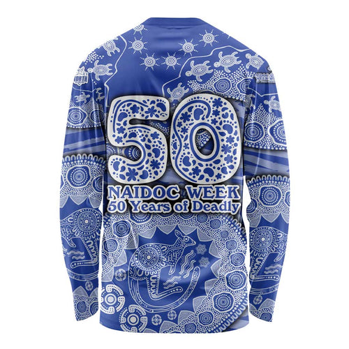 North Melbourne Kangaroos NAIDOC Week 2026 Long Sleeve Shirt Australian Aboriginal Dot Art Dreamtime Pattern Style