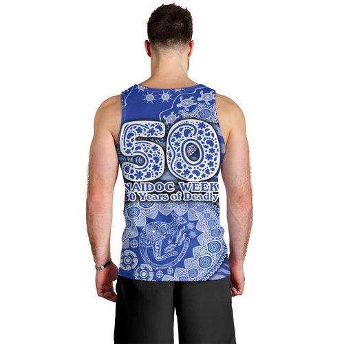 North Melbourne Kangaroos NAIDOC Week 2026 Men Tank Top Australian Aboriginal Dot Art Dreamtime Pattern Style