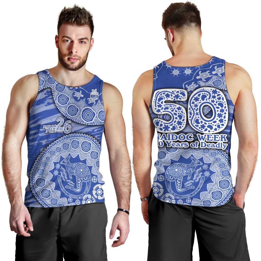 North Melbourne Kangaroos NAIDOC Week 2026 Men Tank Top Australian Aboriginal Dot Art Dreamtime Pattern Style