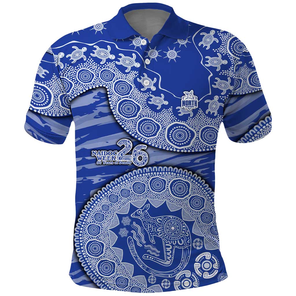 North Melbourne Kangaroos NAIDOC Week 2026 Polo Shirt Australian Aboriginal Dot Art Dreamtime Pattern Style