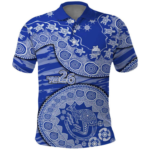 North Melbourne Kangaroos NAIDOC Week 2026 Polo Shirt Australian Aboriginal Dot Art Dreamtime Pattern Style