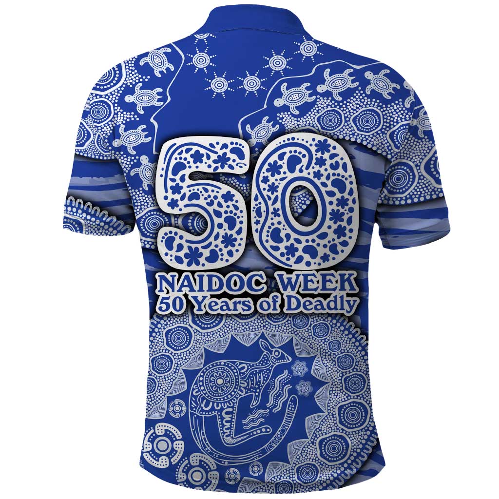 North Melbourne Kangaroos NAIDOC Week 2026 Polo Shirt Australian Aboriginal Dot Art Dreamtime Pattern Style
