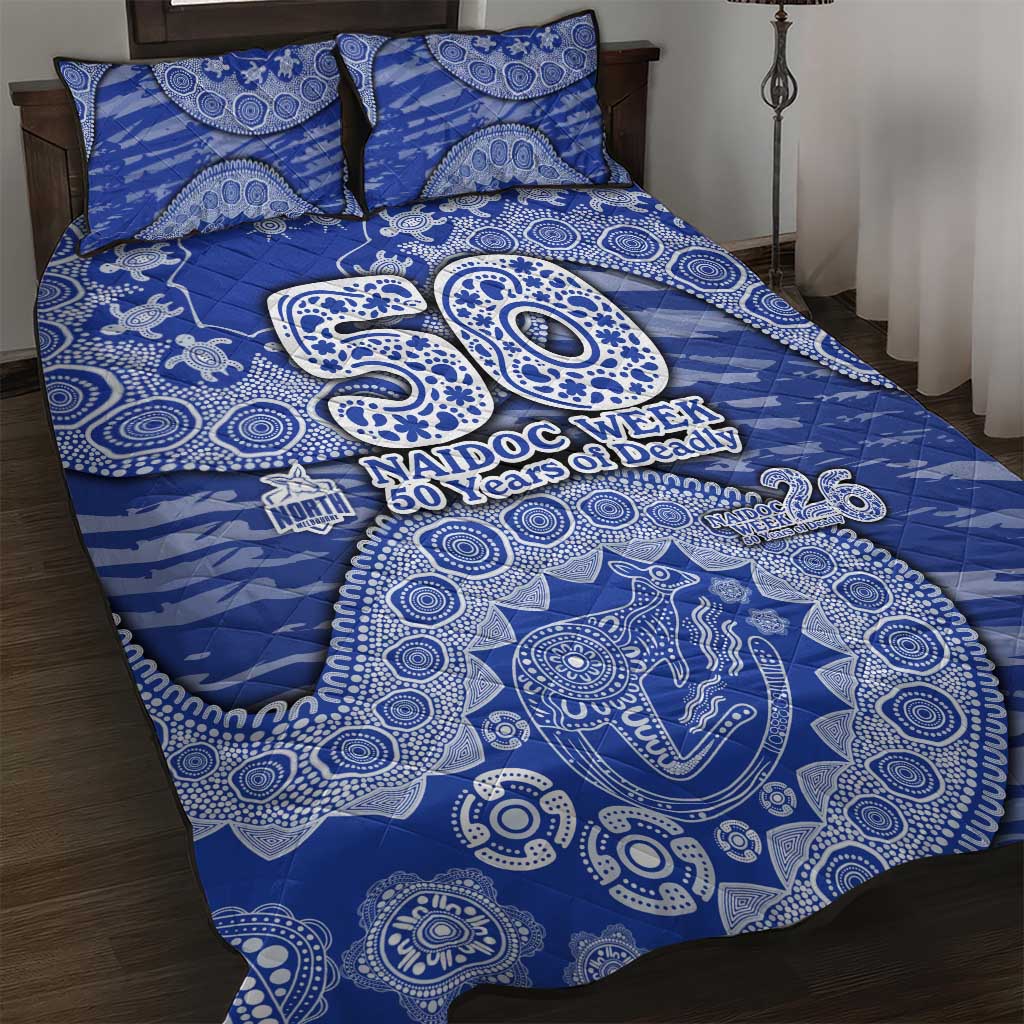 North Melbourne Kangaroos NAIDOC Week 2026 Quilt Bed Set Australian Aboriginal Dot Art Dreamtime Pattern Style