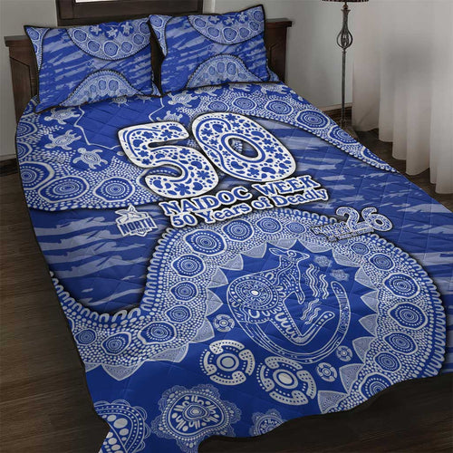 North Melbourne Kangaroos NAIDOC Week 2026 Quilt Bed Set Australian Aboriginal Dot Art Dreamtime Pattern Style